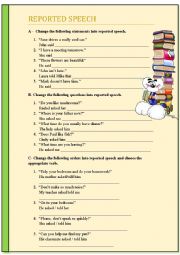 English Worksheet: Reported speech