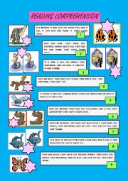 English Worksheet: Animals - reading comprehension