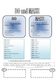 English Worksheet: Do and Make