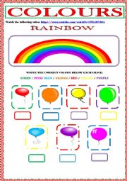 English Worksheet: COLOURS - SONG - BALLONS