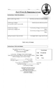 English Worksheet: Dont worry be happy lyrics activity