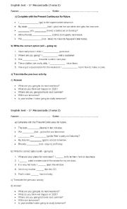 English Worksheet: future