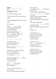 English Worksheet: Working with songs