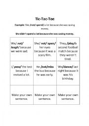 English Worksheet: TIC-TAC-TOE (simple past)