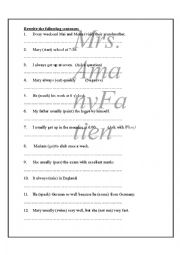 English Worksheet: Present Simple Exercises 