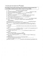 English Worksheet: vocabulary for 10th grades