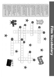 English Worksheet: film crossword