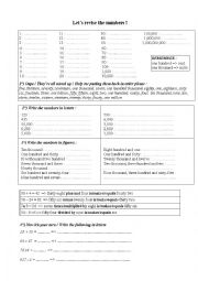 English Worksheet: revise the numbers