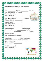 English Worksheet: What a wonderful world