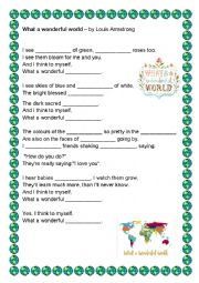 English Worksheet: What a wonderful world