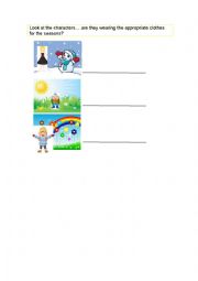 English Worksheet: are they wearing the right clothes?