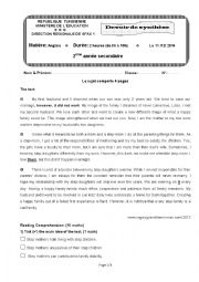 English Worksheet: End - of - term test 1- 2nd forms ( Tunisian Students )