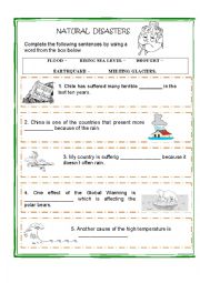 English Worksheet: natural disasters