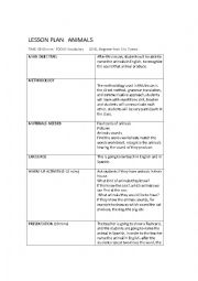 English Worksheet: lesson plan animals