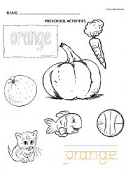 English Worksheet: orange - colour