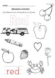 English Worksheet: red - colours