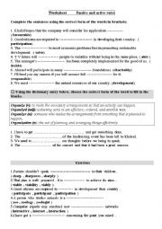 English Worksheet: passive and active 
