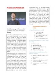 English Worksheet: Mark Zuckerberg