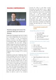 English Worksheet: mark zuckerberg