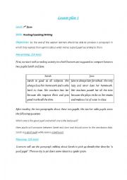 English Worksheet: writing lesson plan 7th form 