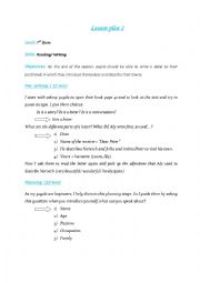 writing lesson plan 7th form 