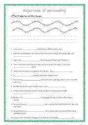 English Worksheet: Adjectives of personality