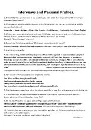 English Worksheet: Personal Profiles (Advanced Adult Conversation and Writing)