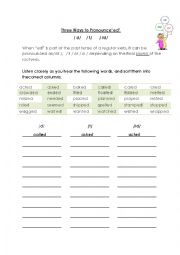 English Worksheet: Pronunciation of Regular Verbs in Past Simple