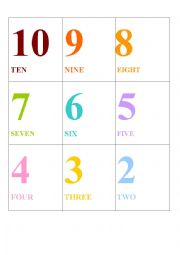 English Worksheet: 1-10 cards