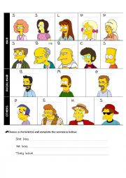 English Worksheet: Appearance Vocabulary (Simpsons)