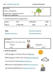 English Worksheet: Nouns, Adverbs, Adjectives