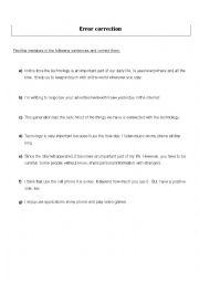 English Worksheet: Error correction exercise