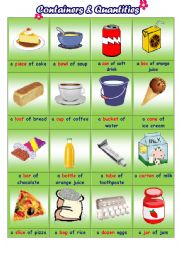 English Worksheet: Containers and Quantities