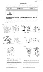 English Worksheet: Comparative and Superlative exam practice 