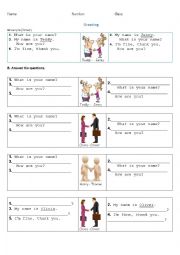 English Worksheet: GREETING