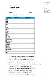 English Worksheet: Superlatives