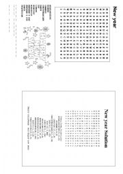 English Worksheet: New Year  wordsearch