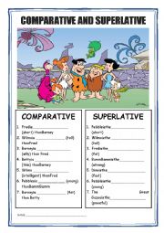 English Worksheet: Comparative and Superlative - The Flintstones