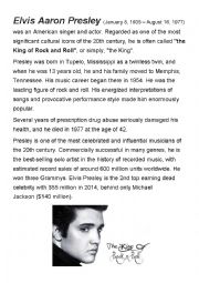 English Worksheet: Elvis Presley - English with music ROCK