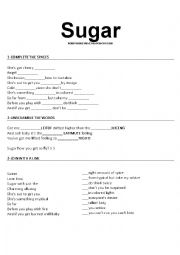 English Worksheet: Sugar - Robin Shulz