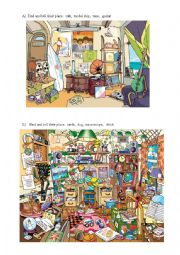 English Worksheet: messy rooms