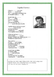 English Worksheet: LISTENING WORKSHEETS, RICK ASTLEY, TOGETHER FOREVER.