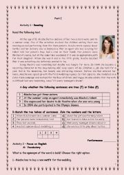 English Worksheet: Diagnostic test Mischa Barton