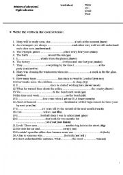 tenses worksheet