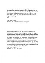 English Worksheet: Bat Loves The Night Reading Comp Quest