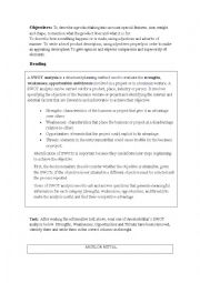 English Worksheet: Product description annd SWOT analysis