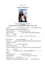 English Worksheet: Movie lesson - listening practice. Pursuit of happyness.
