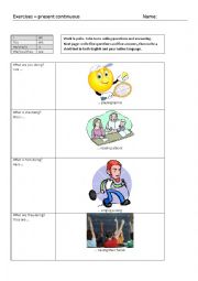 English Worksheet: Present continuous