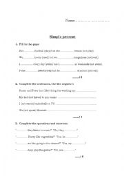 English Worksheet: revision present simple