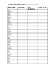 English Worksheet: irregular verbs exam